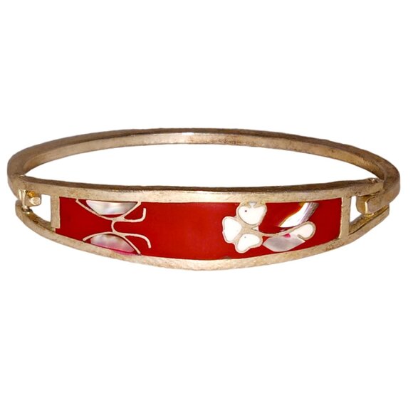 Vintage Mexico Bracelet, Butterfly, Flower Design, Bangle Fashion Bracelet - Picture 5 of 10